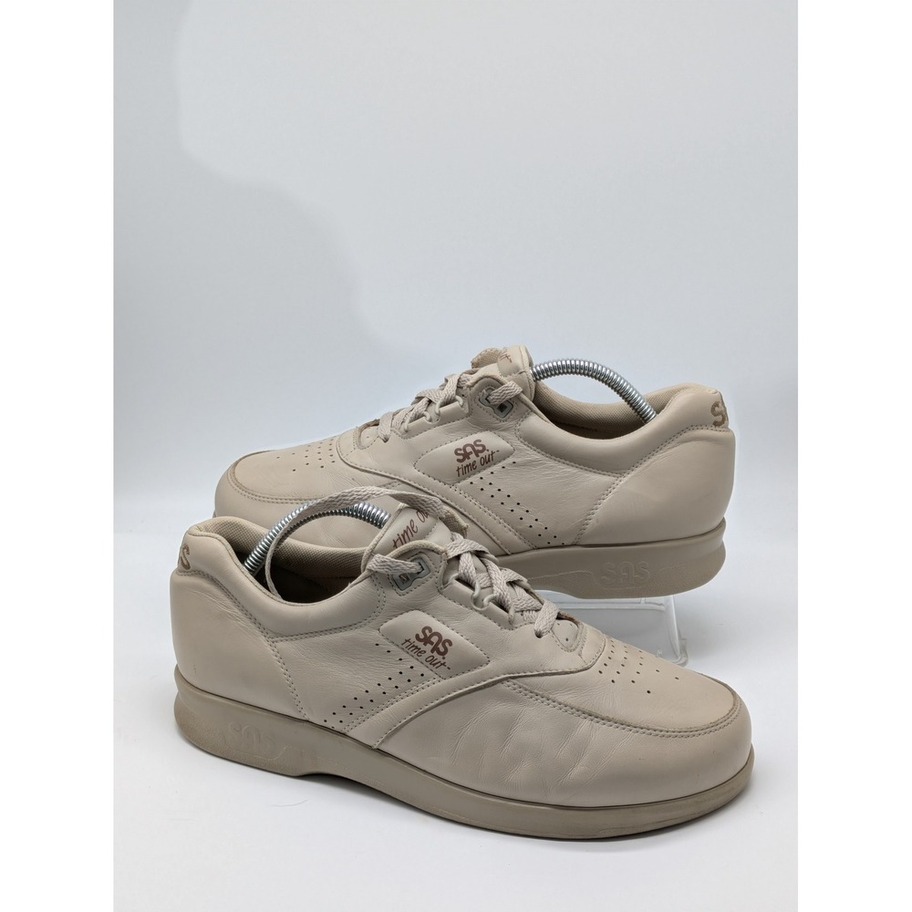 SAS Time Out Walking Shoes Women's 9M Beige Leather Comfort Lace Up USA